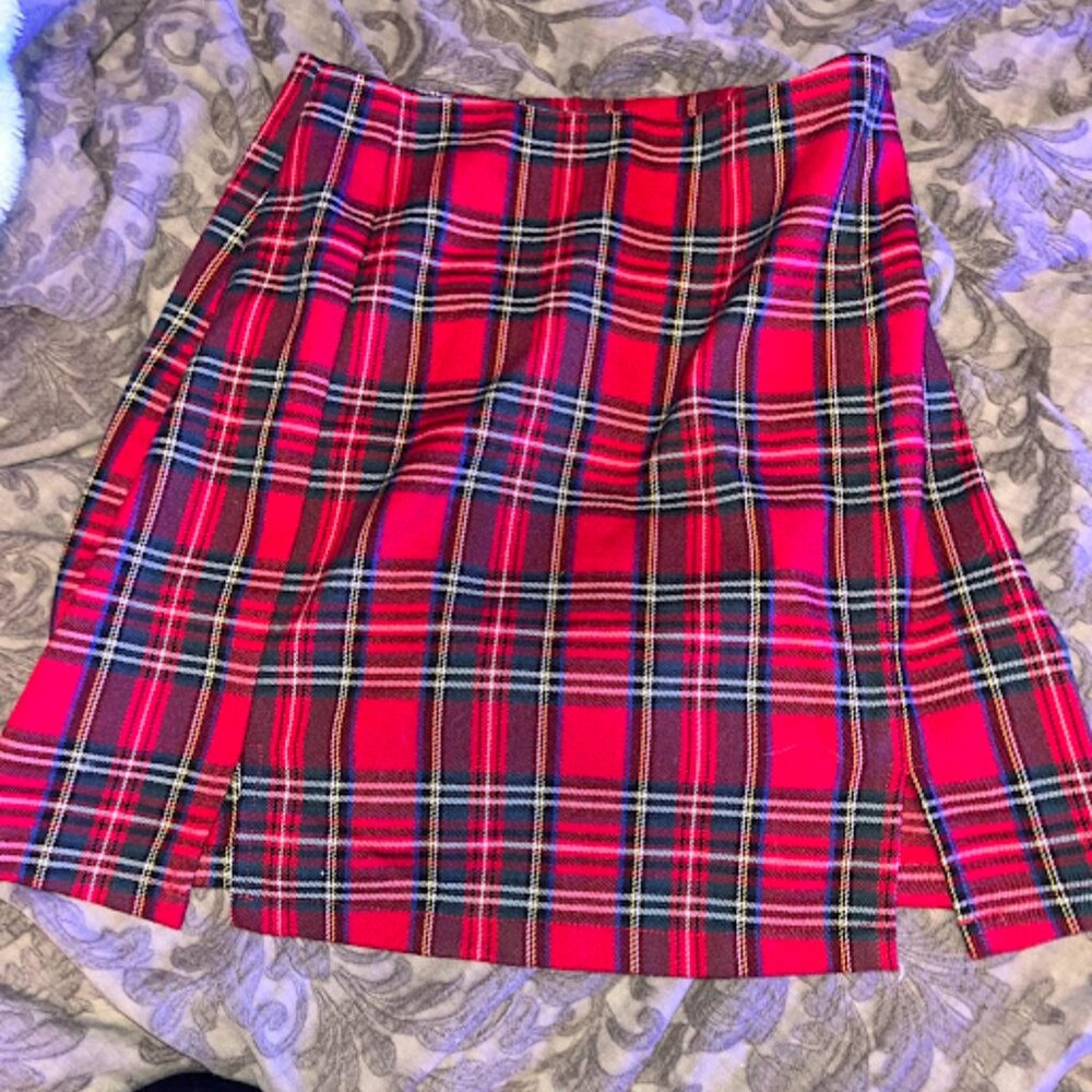 Brandy  Melville plaid red mini skirt
